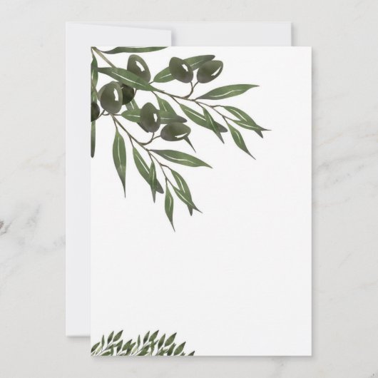 olive green leaf branch and Lemon wedding Kaart (Achterkant)