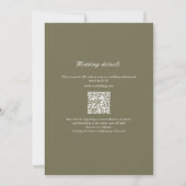 Olive Green Leaf Monogram QR Code Wedding Kaart (Achterkant)