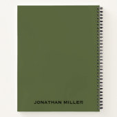 Olive Green left-Handed Personalized Name Notitieb Notitieboek (Achterkant)