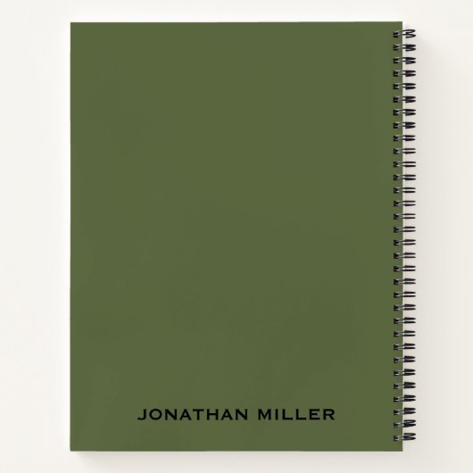 Olive Green left-Handed Personalized Name Notitieb Notitieboek (Achterkant)
