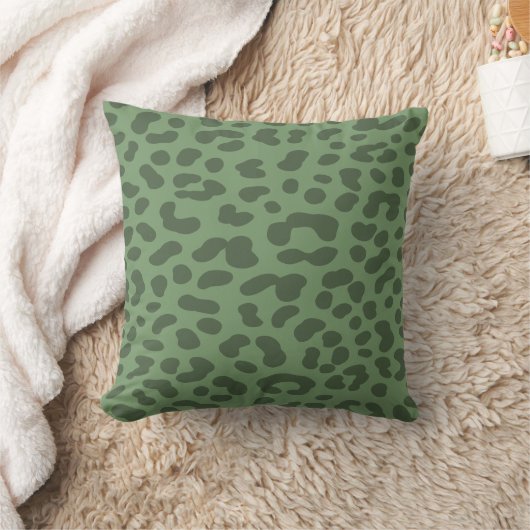 Olive Green Leopard Print Kussen (Deken)