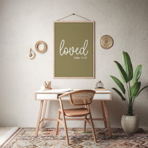 Olive Green Liefde Geloof Citaat minimalistisch Poster