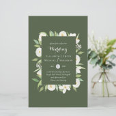 Olive Green Magnolia Budget Wedding nodigt A9 uit (Staand voorkant)