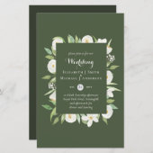 Olive Green Magnolia Budget Wedding nodigt A9 uit (Voorkant / Achterkant)