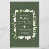 Olive Green Magnolia Budget Wedding nodigt A9 uit (Voorkant)