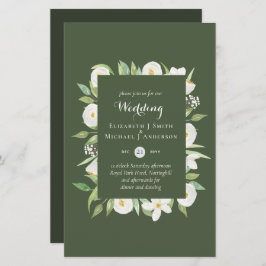Olive Green Magnolia Budget Wedding nodigt A9 uit