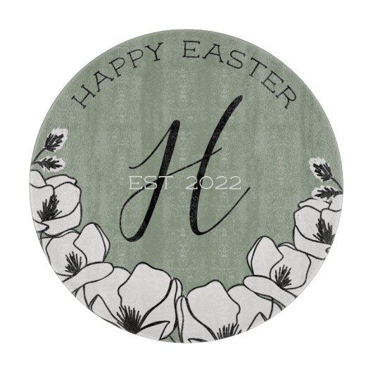 Olive Green Magnolia Flower Custom Easter Snijplank (Voorkant)