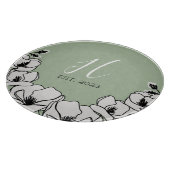 Olive Green Magnolia Flower Custom Snijplank (Hoek)