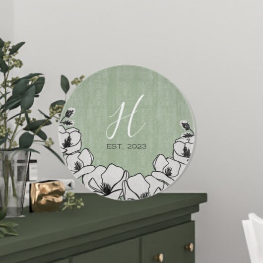 Olive Green Magnolia Flower Custom Snijplank