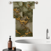 Olive Green Marble Gold Faux Folie Bad Handdoek