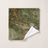 Olive Green Marble Gold Faux Folie Bad Handdoek (Wasdoekje)