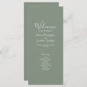 Olive Green Minimal Modern Wedding Program Kaart (Voorkant / Achterkant)