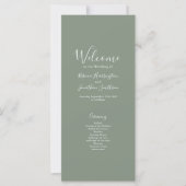 Olive Green Minimal Modern Wedding Program Kaart (Voorkant)