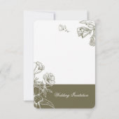 Olive Green Minimalist Floral Wedding Invitation Kaart (Achterkant)