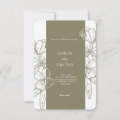 Olive Green Minimalist Floral Wedding Invitation Kaart (Voorkant)