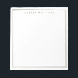 Olive Green Minimalist Monogram Notitieblok<br><div class="desc">Create your own personalized notepad with monogram name in elegant chic typography and olive green line border design.</div>
