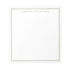 Olive Green Minimalist Monogram Notitieblok