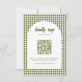 Olive green Minimalist Retro Checker Arch Wedding RSVP Kaartje (Voorkant)