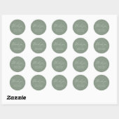 Olive Green Minimalist Weddenschap Bedankt Ronde Sticker (Vel)