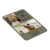Olive Green Modern 2 foto's Save the Date Wedding Magneet (Rechterzijde)