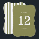 Olive Green Modern Die-Cut Table Number Kaart<br><div class="desc">Trending olive green die-cut wedding table number for a modern elegant wedding reception. This stylish signage reflects quiet luxury and modern botanical aesthetics, perfect for the fashion-forward modern bride planning a vineyard, garden, or coastal celebration. Pair with gold table stands, olive linens, and minimalist floral centerpieces for a chic editorial...</div>