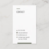 Olive Green Modern Minimalist Golden Ginkgo Visitekaartje (Achterkant)