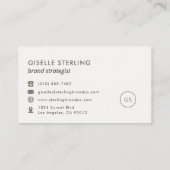 Olive Green Modern Minimalistisch Monogram Eenvoud Visitekaartje (Achterkant)