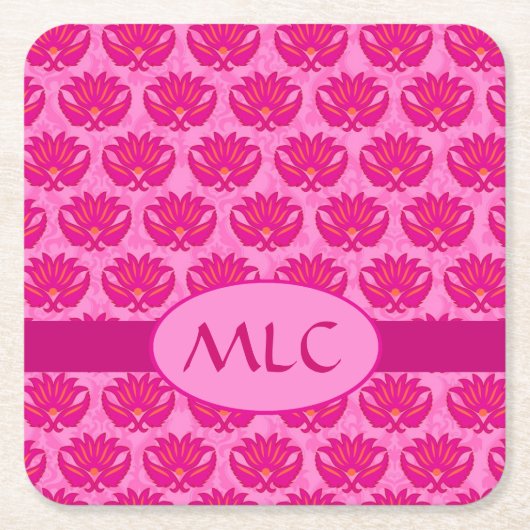 Olive Green Modern Paisley Pattern Monogram Kartonnen Onderzetters (Voorkant)