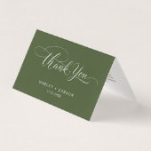 Olive Green Modern Script Wedding Folded Thank You Kaart (Voorkant)