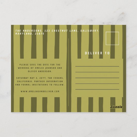 Olive Green Modern - Vetgedrukte handgeschreven ty Briefkaart (Achterkant)