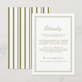 Olive Green Modern Wedding Details Card Informatiekaartje (Voorkant / Achterkant)