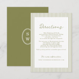 Olive Green Modern Wedding Directions Card Informatiekaartje