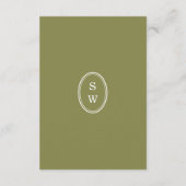 Olive Green Modern Wedding Directions Card Informatiekaartje (Achterkant)