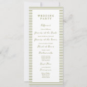 Olive Green Modern Wedding Program Card Kaart (Achterkant)