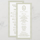 Olive Green Modern Wedding Program Card Kaart (Voorkant / Achterkant)