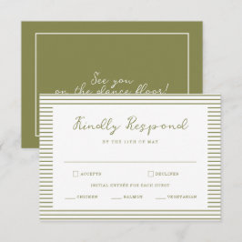 Olive Green Modern Wedding RSVP Card Informatiekaartje