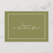 Olive Green Modern Wedding RSVP Card Informatiekaartje (Achterkant)