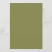 Olive Green Modern Wedding Table Number Kaart (Achterkant)