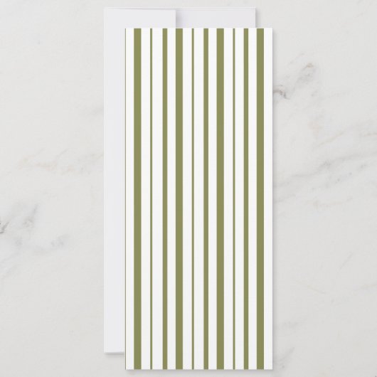 Olive Green Monogram Long Wedding Menu Card Kaart (Achterkant)