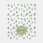Olive Green Monogram Name Watercolor Chic Pattern Fleece Deken (Voorkant)