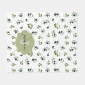 Olive Green Monogram Name Watercolor Chic Pattern Fleece Deken (Voorkant (Horizontaal))