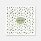Olive Green Monogram Name Watercolor Chic Pattern Servet (Voorkant)