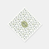 Olive Green Monogram Name Watercolor Chic Pattern Servet (Hoek)