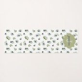 Olive Green Monogram Name Watercolor Chic Pattern Yogamat (Achterkant (horizontaal))