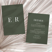 Olive Green Monogram Wedding Details Kaart