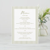 Olive Green Monogram Wedding Menu Card Kaart (Staand voorkant)
