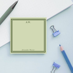 Olive Green Monogrammed Post-it® Notes