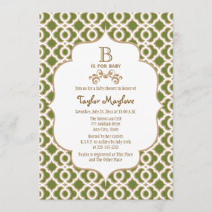 Olive Green Moroccan Gender Neutral Baby shower Kaart