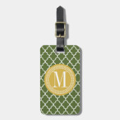 Olive Green Moroccan Lattice Personalized Bagagelabel (Voorkant verticaal)