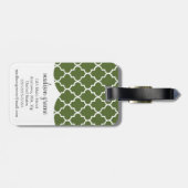 Olive Green Moroccan Lattice Personalized Bagagelabel (Achterkant horizontaal)